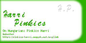 harri pinkics business card